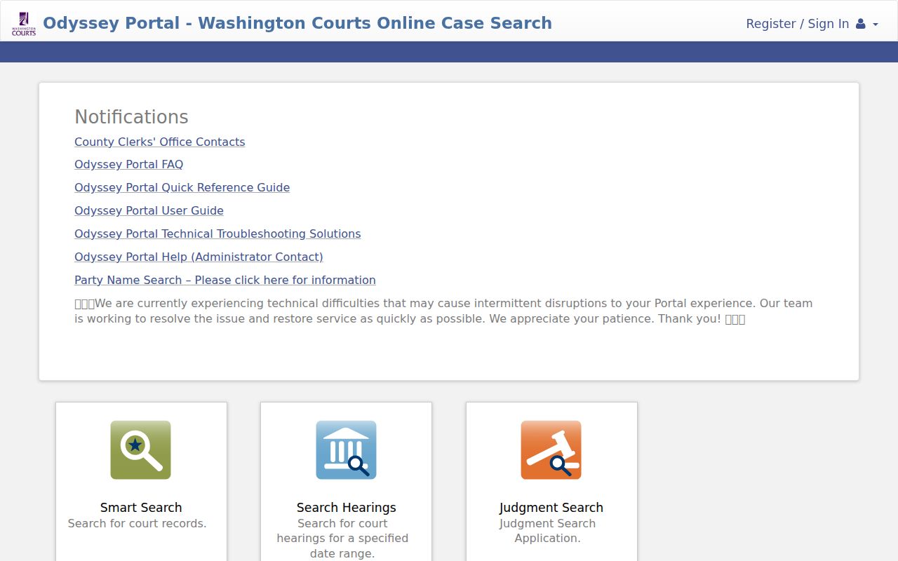 Lewis County criminal court case lookup in Odyssey Portal